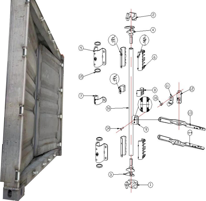 accessori Porte Iso Container Aste chiusura 