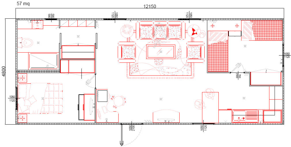 Container monoblocco prefabbricat casetta 12000 x 4800